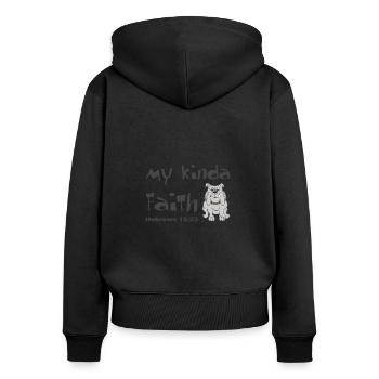 Christian Design My Kinda Faith Bulldog Hebrews - Women's Premium Organic Zip Hoodie - black - Back - Julia (174cm)
