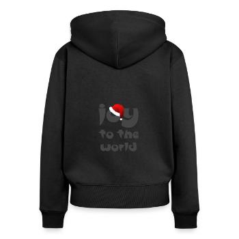 Christian Christmas Design Joy to the World - Women's Premium Organic Zip Hoodie - black - Back - Julia (174cm)