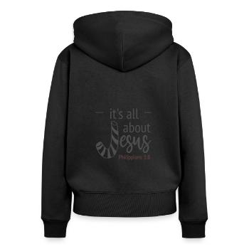 Christliches Design für Weihnachten Alles über Jesus - Frauen Premium Bio Zip Hoodie - Schwarz - Hinten - Julia (174cm)