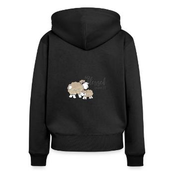 Christian Design So gesegneter Psalm 23 - Frauen Premium Bio Zip Hoodie - Schwarz - Hinten - Julia (174cm)