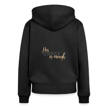Conception chrétienne Sa grâce est suffisante - Sweat à capuche zippé Premium bio Femme - noir - Dos - Julia (174cm)