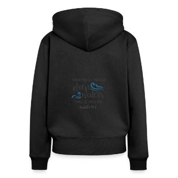 Conception chrétienne Eaux profondes Ésaïe 43:2 - Sweat à capuche zippé Premium bio Femme - noir - Dos - Julia (174cm)