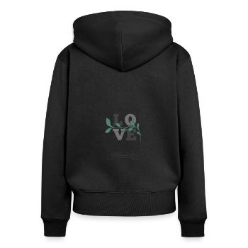 Design chrétien Amour fidèle du Seigneur - Sweat à capuche zippé Premium bio Femme - noir - Dos - Julia (174cm)