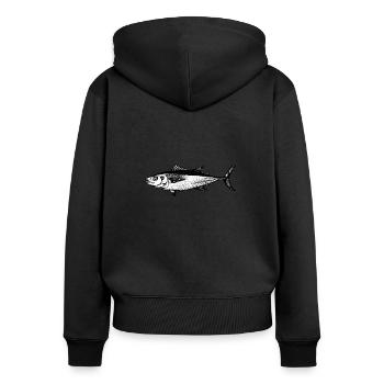 Thon - Sweat à capuche zippé Premium bio Femme - noir - Dos - Julia (174cm)