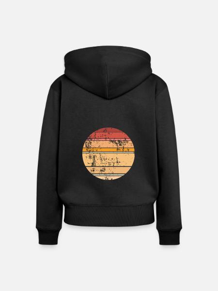 Retro Sunset Hintergrund Kreis - Frauen Premium Bio Zip Hoodie - Schwarz