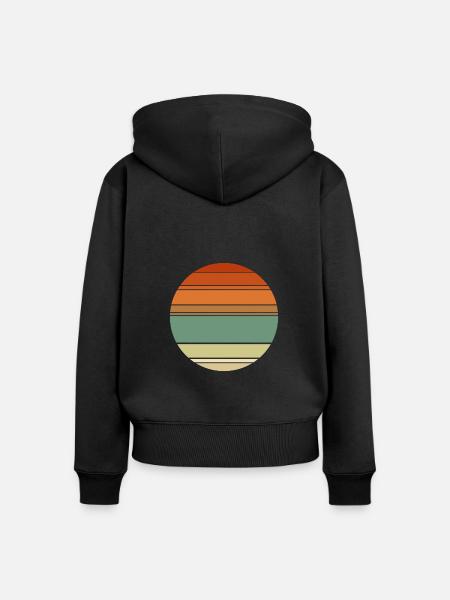 Retro Sunset Hintergrund Kreis - Frauen Premium Bio Zip Hoodie - Schwarz