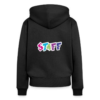 staff - Sweat à capuche zippé Premium bio Femme - noir - Dos - Julia (174cm)
