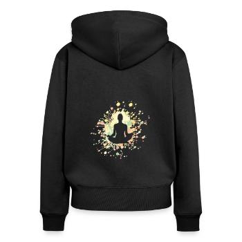 Yoga Méditation Couleur Splash - Sweat à capuche zippé Premium bio Femme - noir - Dos - Julia (174cm)