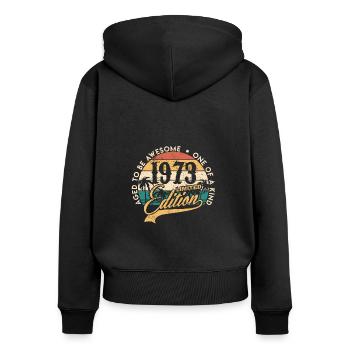 1973 Vintage Birthday Gift Idea Men - Women's Premium Organic Zip Hoodie - black - Back - Julia (174cm)