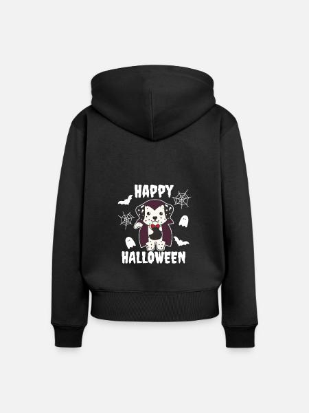 Dalmatiner Happy Halloween Vampir - Frauen Premium Bio Zip Hoodie - Schwarz