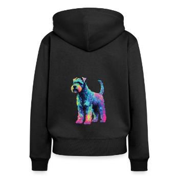 Wasserfarben Farbenfroher Kerry Blue Terrier - Frauen Premium Bio Zip Hoodie - Schwarz - Hinten - Julia (174cm)
