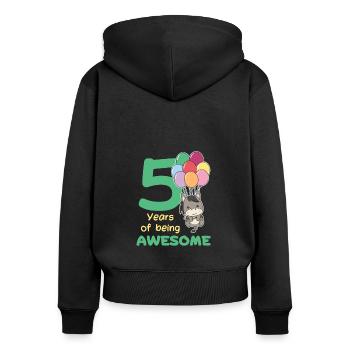 Donkey for 5th birthday children five years old - Women's Premium Organic Zip Hoodie - black - Back - Julia (174cm)