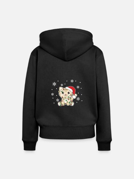 Katze Weihnachten Winter Tiere Katzen - Frauen Premium Bio Zip Hoodie - Schwarz