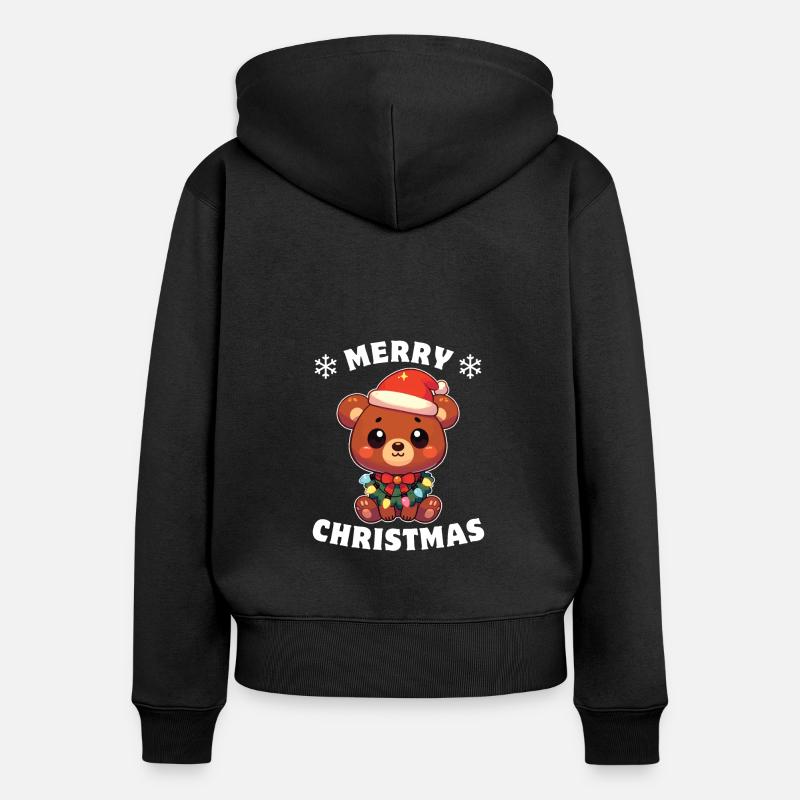 Fées de Noël Ours Malais - Sweat à capuche zippé Premium bio Femme - noir