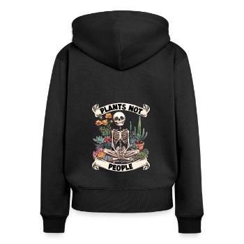 Amoureux des plantes Skeleton Design Des plantes pas des gens - Sweat à capuche zippé Premium bio Femme - noir - Dos - Julia (174cm)