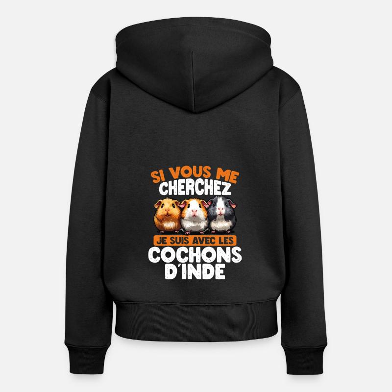 Si vous me cherchez, je suis avec le - Sweat à capuche zippé Premium bio Femme - noir