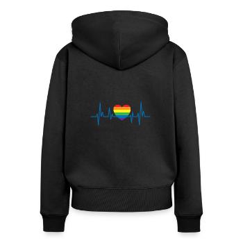 Puls Pride Transgenre LGBT Droits cadeaux - Sweat à capuche zippé Premium bio Femme - noir - Dos - Julia (174cm)