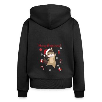Cheval Poney Noël Neige Hiver Animaux Chevaux - Sweat à capuche zippé Premium bio Femme - noir - Dos - Julia (174cm)