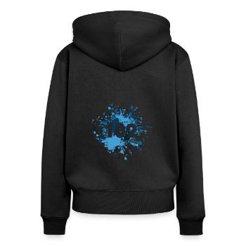 Status Mood Restful 102 Processing Color Splash - Frauen Premium Bio Zip Hoodie - Schwarz - Hinten - Julia (174cm)