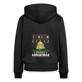 Joyeux Noël rétro moche dragon de Noël - Sweat à capuche zippé Premium bio Femme - noir - Dos - Julia (174cm)