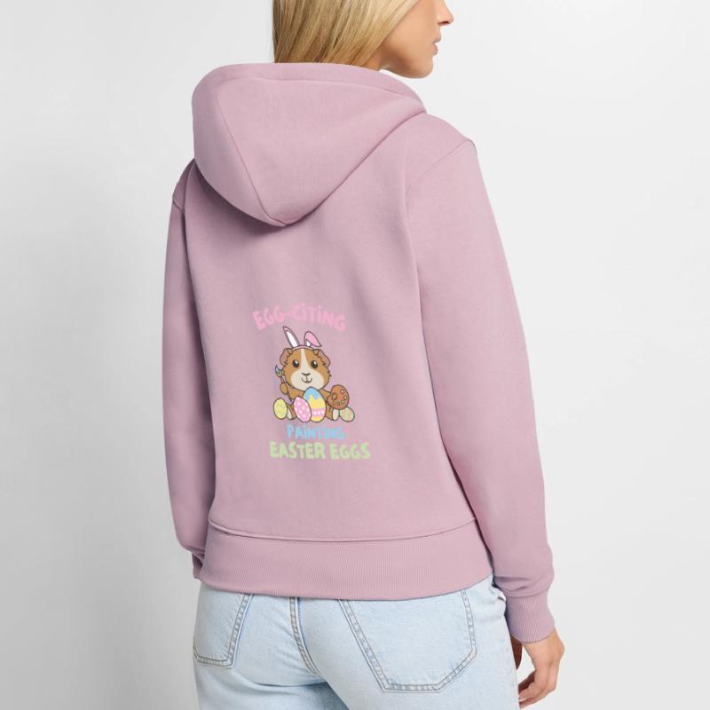 cute guinea pigs for Easter with Easter eggs Women's Premium Organic Zip Hoodie