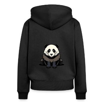 Panda mignon assis - Sweat à capuche zippé Premium bio Femme - noir - Dos - Julia (174cm)