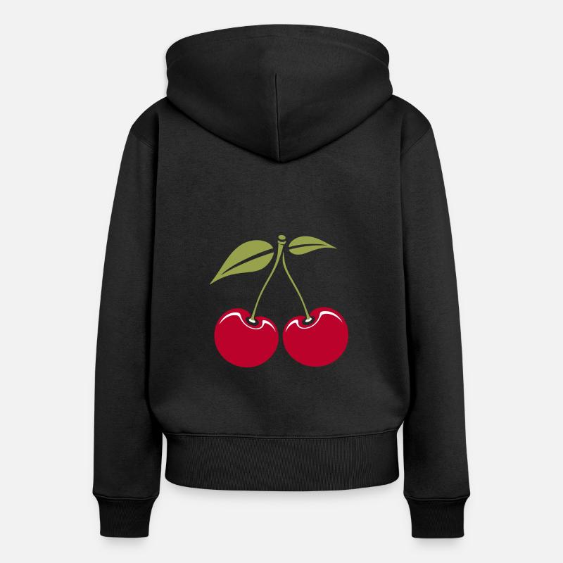 cerises - Sweat à capuche zippé Premium bio Femme - noir