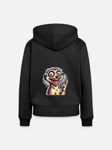 Erdmännchen - Frauen Premium Bio Zip Hoodie - Schwarz