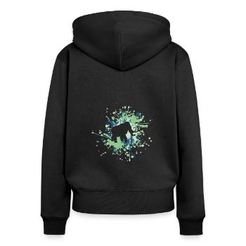 Éclaboussure de couleur Mamut - Sweat à capuche zippé Premium bio Femme - noir - Dos - Julia (174cm)