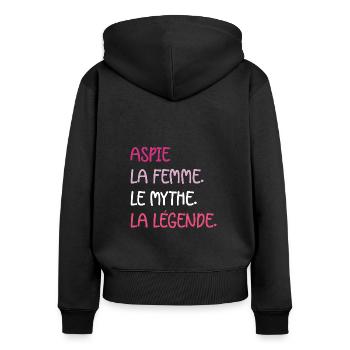 Aspie - Sweat à capuche zippé Premium bio Femme - noir - Dos - Julia (174cm)