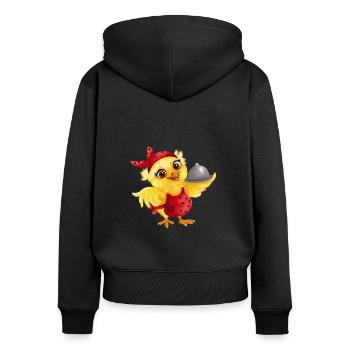 Kellnerin / Küken - Frauen Premium Bio Zip Hoodie - Schwarz - Hinten - Julia (174cm)