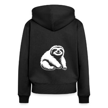 Animal humour paresseux - Sweat à capuche zippé Premium bio Femme - noir - Dos - Julia (174cm)