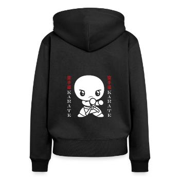 karate - Sweat à capuche zippé Premium bio Femme - noir - Dos - Julia (174cm)