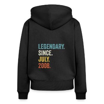 Légendaire depuis juillet 2008 14ème anniversaire - Sweat à capuche zippé Premium bio Femme - noir - Dos - Julia (174cm)