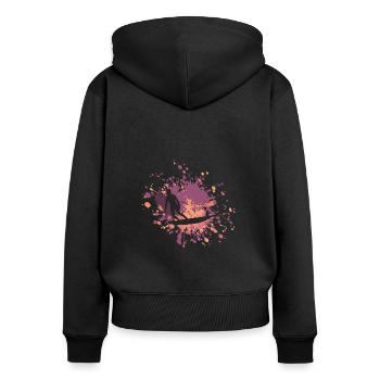 Surfeur Profiter Color Splash - Sweat à capuche zippé Premium bio Femme - noir - Dos - Julia (174cm)