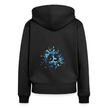 Number 65th Color Splash - Frauen Premium Bio Zip Hoodie - Schwarz - Hinten - Julia (174cm)