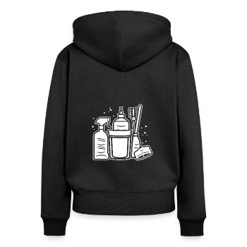 Humour faire le ménage - Sweat à capuche zippé Premium bio Femme - noir - Dos - Julia (174cm)