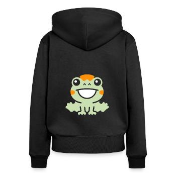 Chamäleon - Frauen Premium Bio Zip Hoodie - Schwarz - Hinten - Julia (174cm)