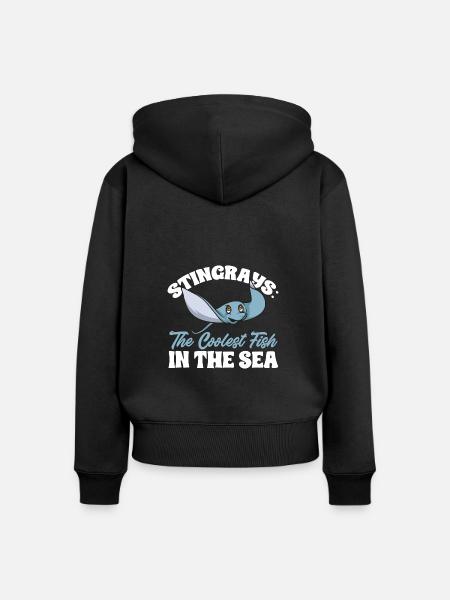 Stachelrochen Mantarochen Ozean Rochen - Frauen Premium Bio Zip Hoodie - Schwarz