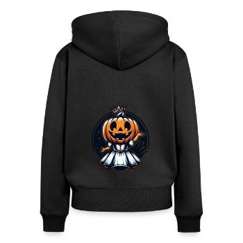 Princesse citrouille d’Halloween avec couronne - Sweat à capuche zippé Premium bio Femme - noir - Dos - Julia (174cm)