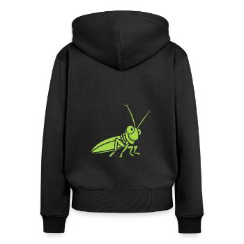 Sauterelle - Sweat à capuche zippé Premium bio Femme - noir - Dos - Julia (174cm)