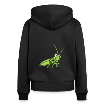 Sauterelle - Sweat à capuche zippé Premium bio Femme - noir - Dos - Julia (174cm)