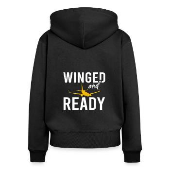 Flugzeug Airplane Vintage Luftfahrt Sprüche - Frauen Premium Bio Zip Hoodie - Schwarz - Hinten - Julia (174cm)