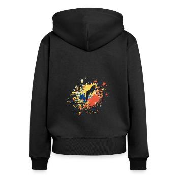 Éclaboussure de couleur de fille de sirène - Sweat à capuche zippé Premium bio Femme - noir - Dos - Julia (174cm)
