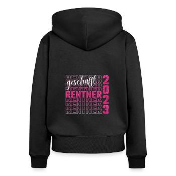 geschafft...Rentnerin 2023 Pink Glitter - Frauen Premium Bio Zip Hoodie - Schwarz - Hinten - Julia (174cm)