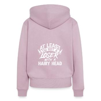 Bald Head Baldness Beard Bald Head - Women's Premium Organic Zip Hoodie - dusky pink - Back - Julia (174cm)