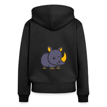Nashorn - Frauen Premium Bio Zip Hoodie - Schwarz - Hinten - Julia (174cm)
