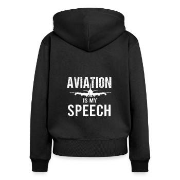 Flugzeug Airplane Vintage Luftfahrt Sprüche - Frauen Premium Bio Zip Hoodie - Schwarz - Hinten - Julia (174cm)