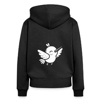 Kolibri - Frauen Premium Bio Zip Hoodie - Schwarz - Hinten - Julia (174cm)