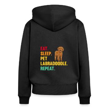 Labradoodle Hund - Frauen Premium Bio Zip Hoodie - Schwarz - Hinten - Julia (174cm)